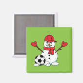 Funny Snowman met Voetbal Magneet (Voorkant / Achterkant)