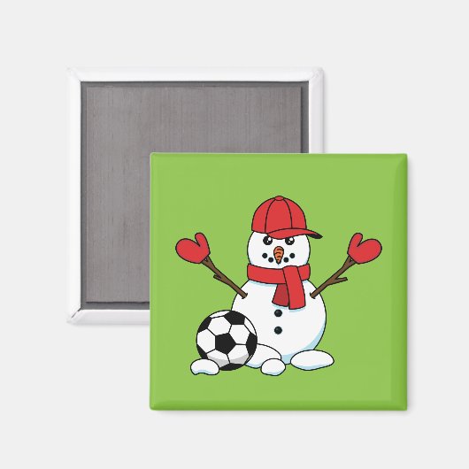 Funny Snowman met Voetbal Magneet (Voorkant / Achterkant)