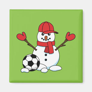 Funny Snowman met Voetbal Magneet