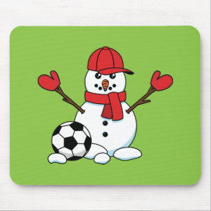 Funny Snowman met Voetbal Muismat