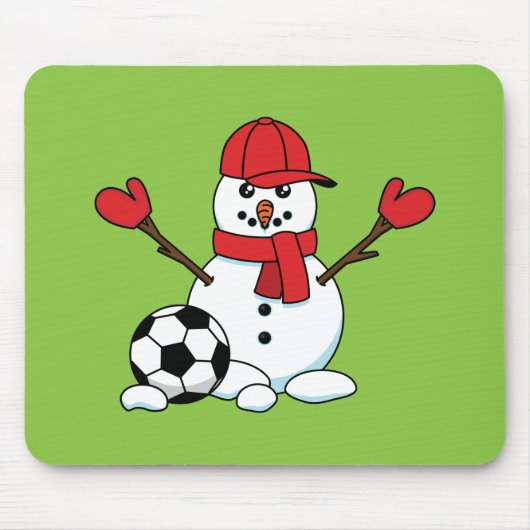 Funny Snowman met Voetbal Muismat (Voorkant)