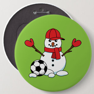 Funny Snowman met Voetbal Ronde Button 6,0 Cm