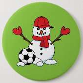 Funny Snowman met Voetbal Ronde Button 6,0 Cm (Voorkant)