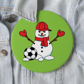 Funny Snowman met Voetbal Ronde Button 6,0 Cm (In situ)