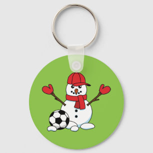 Funny Snowman met Voetbal Sleutelhanger