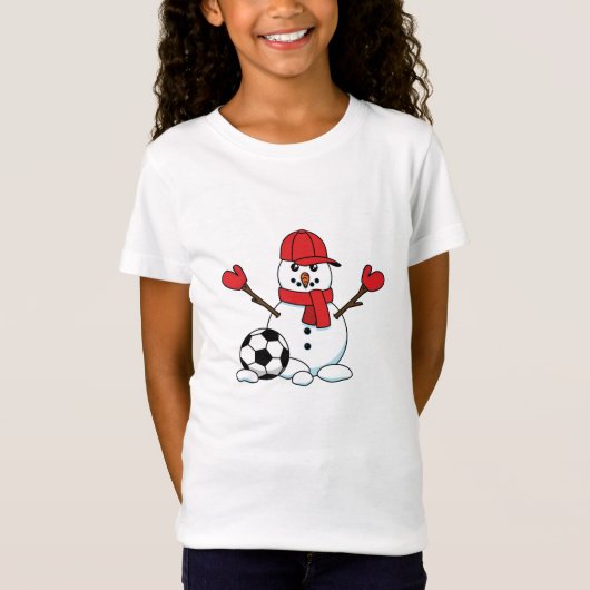 Funny Snowman met Voetbal T-shirt (Voorkant)