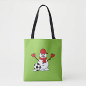 Funny Snowman met Voetbal Tote Bag (Voorkant)