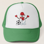 Funny Snowman met Voetbal Trucker Pet (Voorkant)