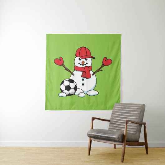 Funny Snowman met Voetbal Wandkleed (In situ)