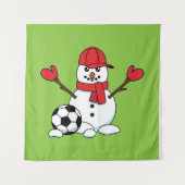 Funny Snowman met Voetbal Wandkleed (Voorkant)