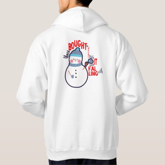 Funny Snowman Mitten Gift Text op White Hoodie (Achterkant)