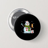 Funny Snowman Nurse Pjs Pajamas Christmas Xmas Wom Ronde Button 5,7 Cm (Voorkant /achterkant)