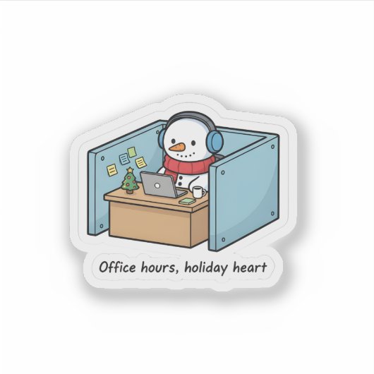 Funny Snowman Office Sticker – Holiday Work Vibes (Voorkant)