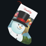 Funny Snowman Pap met Black Felt Top Hat Kleine Kerstsok<br><div class="desc">Gebruik de naam van vader om deze grappige Xmas die een schattige sneeuwman met zwarte vilthoed bevat te personaliseren om hem te laten weten dat hij op de mooie lijst van de Kerstman staat!</div>
