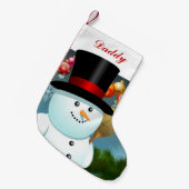Funny Snowman Pap met Black Felt Top Hat Kleine Kerstsok (Voorkant (Hangend))