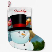 Funny Snowman Pap met Black Felt Top Hat Kleine Kerstsok (Voorkant)