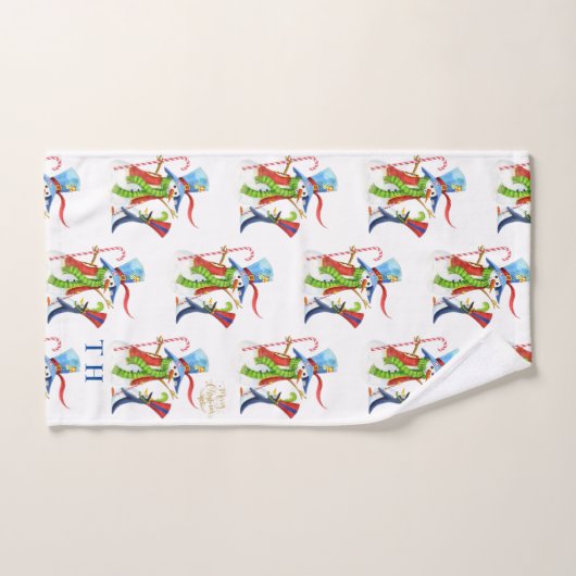 Funny Snowman Penguin Gold Glitter Merry Kerstmis Bad Handdoek (Handdoek)