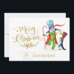 Funny Snowman Penguin Gold Glitter Merry Kerstmis Feestdagenkaart<br><div class="desc">Unieke waterverf schattig en grappig Snowman en Pinguin,  Rudolph reinherder en Snowman,  faux gouden glitter ornamental hand met de letter "Merry Kerstmis",  "The" kalligrafie. Het gebruik personaliseert hulpmiddel om uw info toe te voegen,  bericht te veranderen. Meer ideeën in mijn unieke kerstCollectie.</div>