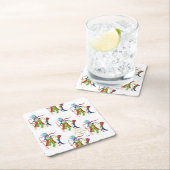 Funny Snowman Penguin Gold Glitter Merry Kerstmis Kartonnen Onderzetters (Insitu)