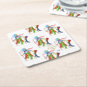 Funny Snowman Penguin Gold Glitter Merry Kerstmis Kartonnen Onderzetters (Schuin)