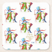 Funny Snowman Penguin Gold Glitter Merry Kerstmis Kartonnen Onderzetters (Voorkant)