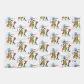 Funny Snowman Penguin Gold Glitter Merry Kerstmis Theedoek (Horizontaal)