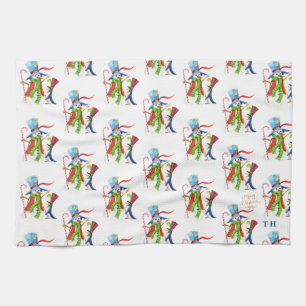 Funny Snowman Penguin Gold Glitter Merry Kerstmis Theedoek