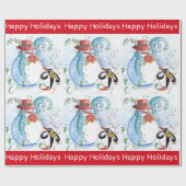 FUNNY SNOWMAN, PENGUIN'S WINTER SERENADE-Kerstmis Cadeaupapier (Vlak)