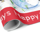 FUNNY SNOWMAN, PENGUIN'S WINTER SERENADE-Kerstmis Cadeaupapier (Rol Hoek)