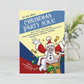 Funny Snowman Santa Christmas Party Add The Year  Kaart (Staand voorkant)