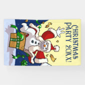 Funny Snowman Santa Christmas Party Add The Year  Spandoek (Horizontaal)