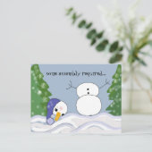 Funny Snowman Scene Feestdagenkaart (Staand voorkant)