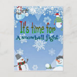 Funny Snowman Snowball Fight Christmas gifts Feestdagenkaart<br><div class="desc">a very cute and whimsical design of different snowman in a winter setting... </div>