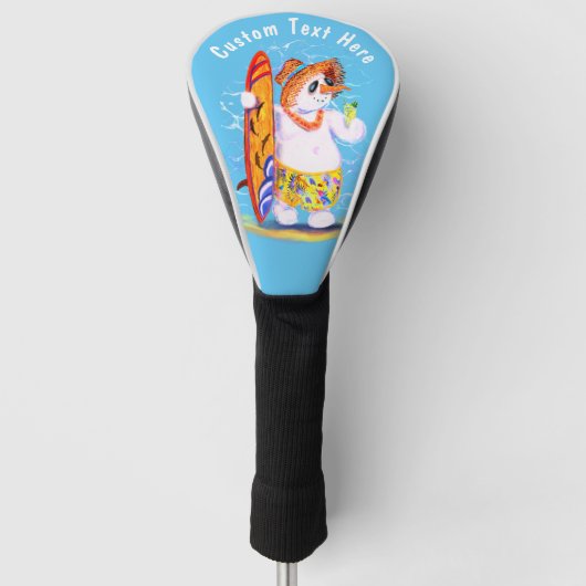 Funny Snowman Surfer Custom Tekst Golfhoofd Hoesje Golfheadcover (Voorkant)