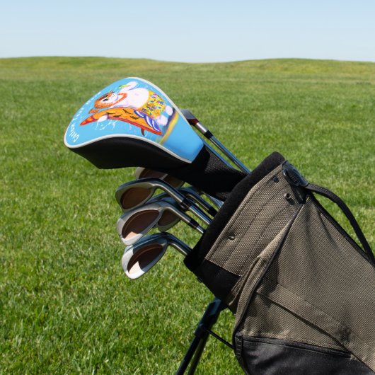 Funny Snowman Surfer Custom Tekst Golfhoofd Hoesje Golfheadcover (Insitu)