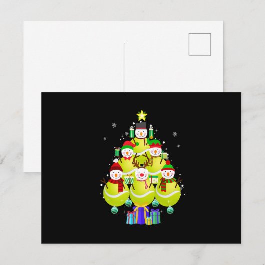 Funny Snowman Tennis - kerstboomversiering Aankondigingskaart (Voorkant / Achterkant)