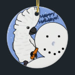 Funny Snowman Umbrella Cockato Ornament<br><div class="desc">Grappig Umbrella Cockato-versiering! De kleurrijke papegaai zit op de schouder van een sneeuwman,  waarbij de arme sneeuw zijn wortelneus in zijn voet is,  waar hij op heeft geknibd. De tekst luidt: "Prettige feestdagen!" Hilarious papegaaien zien er perfect uit op de kerstboom van de vogelliefhebber.</div>