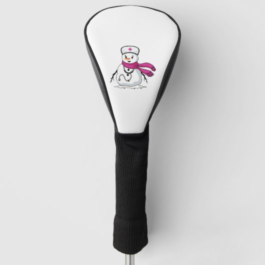 Funny snowman verpleegster met stethoscoop golfheadcover (Voorkant)