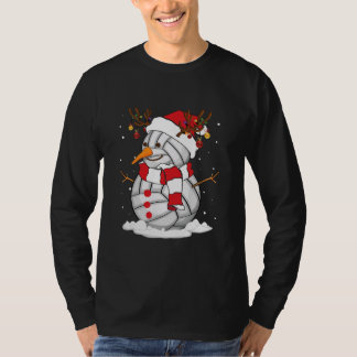 Funny Snowman Volleyball Kerstmis Pajama Santa T-shirt