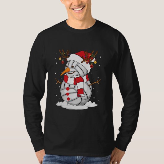 Funny Snowman Volleyball Kerstmis Pajama Santa T-shirt (Voorkant)