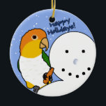 Funny Snowman White Bellied Caique Ornament<br><div class="desc">Grappig White Bellied Caïque ornament! De kleurrijke papegaai zit op de schouder van een sneeuwman, waarbij de arme sneeuw zijn wortelneus in zijn voet is, waar hij op heeft geknibd. De tekst luidt: "Prettige feestdagen!" Hilarious papegaaien zien er perfect uit op de kerstboom van de vogelliefhebber.</div>
