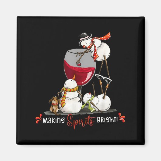 Funny Snowman Wine Christmas Holiday Magneet (Voorkant)