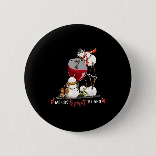 Funny Snowman Wine Christmas Holiday  Ronde Button 5,7 Cm (Voorkant)