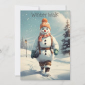 Funny Snowman Winter Walk Kerstvakantie Kaart (Voorkant)