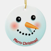 Funny Snowman wordt geconfronteerd met een Cartoon Keramisch Ornament (Voorkant)