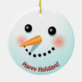 Funny Snowman wordt geconfronteerd met een Cartoon Keramisch Ornament (Achterkant)