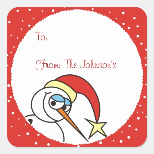 Funny Snowman Xmas Gift Label Stickers (Voorkant)