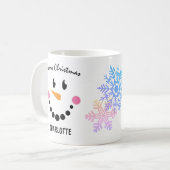 Funny Snowman's Face, Roze Cheeks, Vrolijk kerstfe Koffiemok (Voorkant links)