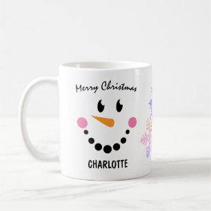 Funny Snowman's Face, Roze Cheeks, Vrolijk kerstfe Koffiemok
