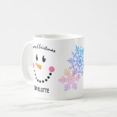 Funny Snowman's Face, vrolijk kerstfeest Koffiemok (Voorkant links)